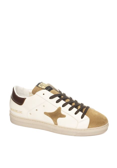 white/dark brown leather sneaker AMA BRAND DELUXE | 2924SNK-BIA/MORO